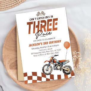Can't Catch Me Orange Dirt Bike Boy 3rd Birthday Invitation