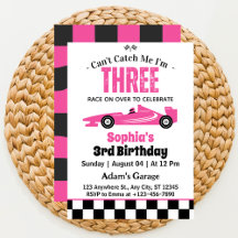 Can't Catch Me Pink Race Car Girl 3rd Birthday 