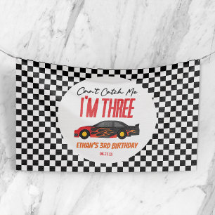 Can't Catch Me Red Race Car 3rd Birthday Party Banner