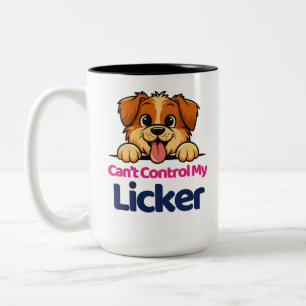 Can't Control My Licker Funny Cute Dog Design Two-Tone Coffee Mug
