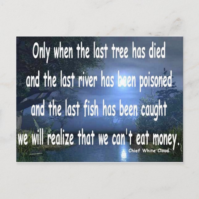 Can't eat money postcard (Front)