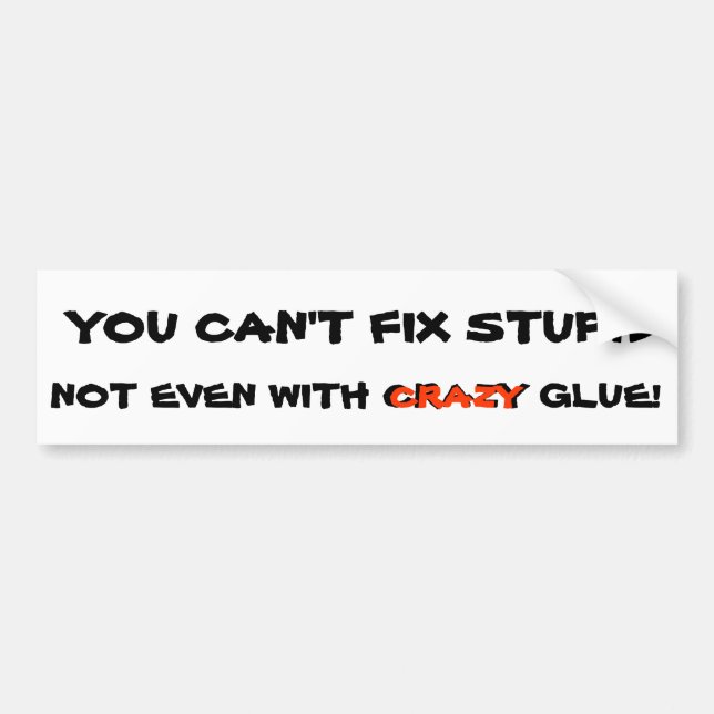 Can't fix stupid with crazy glue bumper sticker (Front)
