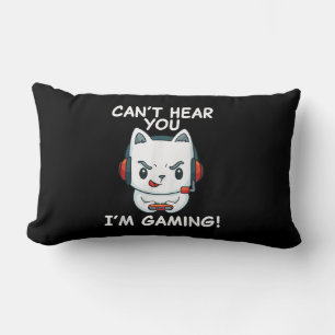 Cant Hear You Im Gaming   Cat Gamer gift Lumbar Cushion
