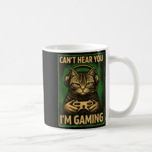 Can't Hear You I'm Gaming Funny Gamer Cat Playing  Coffee Mug