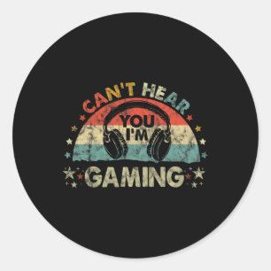 Can't Hear You I'm Gaming Funny Vintage Gamer Gift Classic Round Sticker