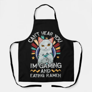 Can't Hear You I'm Gaming Video Gamer Ramen Cat Apron