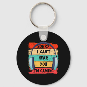 Can't Hear You I'm Gaming Vintage Gamer Headset Gr Key Ring