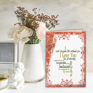 Can't Imagine Life Without You Words of Love Card