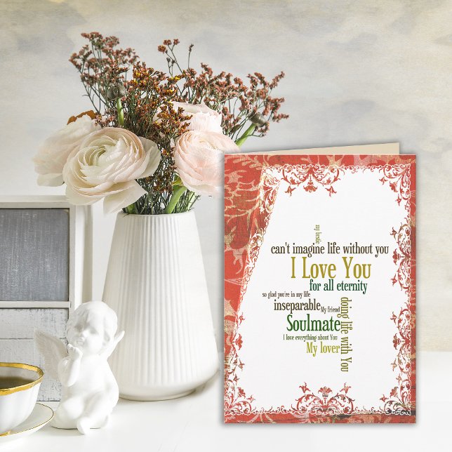 Can't Imagine Life Without You Words of Love Card (Can't Imagine Life Without You greeting card with word art typography.)