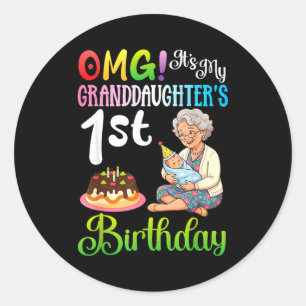 Cant keep calm granddaughters 1st birthday grandma classic round sticker