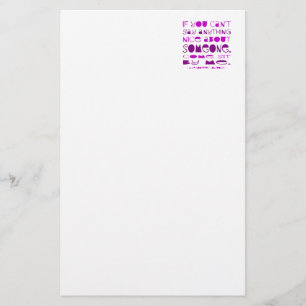 Can't Say Anything Nice Come Sit By Me Purple Stationery