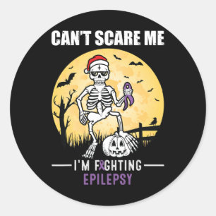 Can't Scare Me- Epilepsy Awareness Supporter Hallo Classic Round Sticker