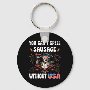 Cant Spell Sausage Without Usa Funny Fourth Of Key Ring