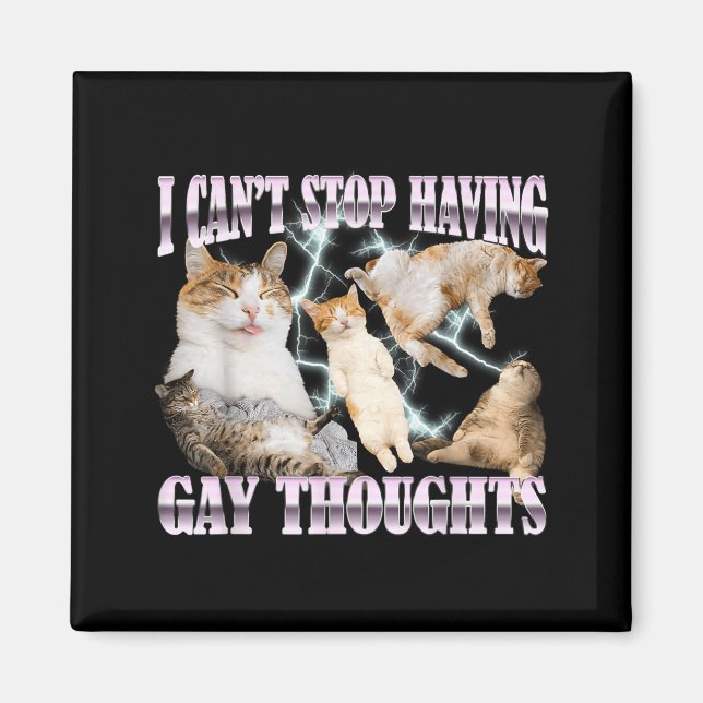 Cant Stop Having Gay Thoughts Funny Cat Meme Magnet (Front)