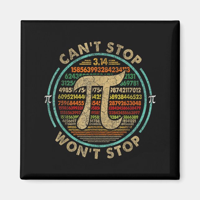 Cant Stop Pi Wont Stop Math Pi Day Funny Maths Clu Magnet (Front)