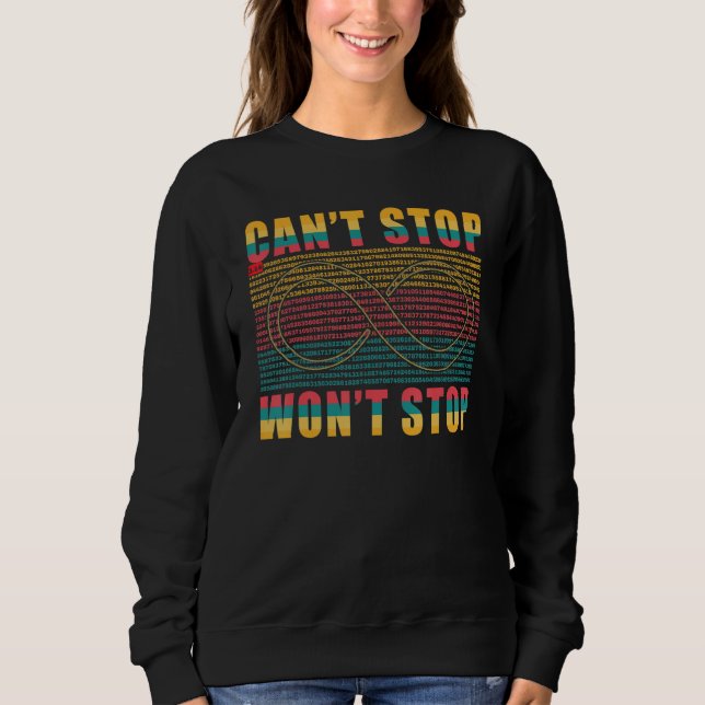 Can't Stop Pi Won't Stop Pi Day Funny Math Pi Symb Sweatshirt (Front)