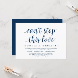 Can't Stop This Love, Wedding Elopement Dinner Inv Invitation