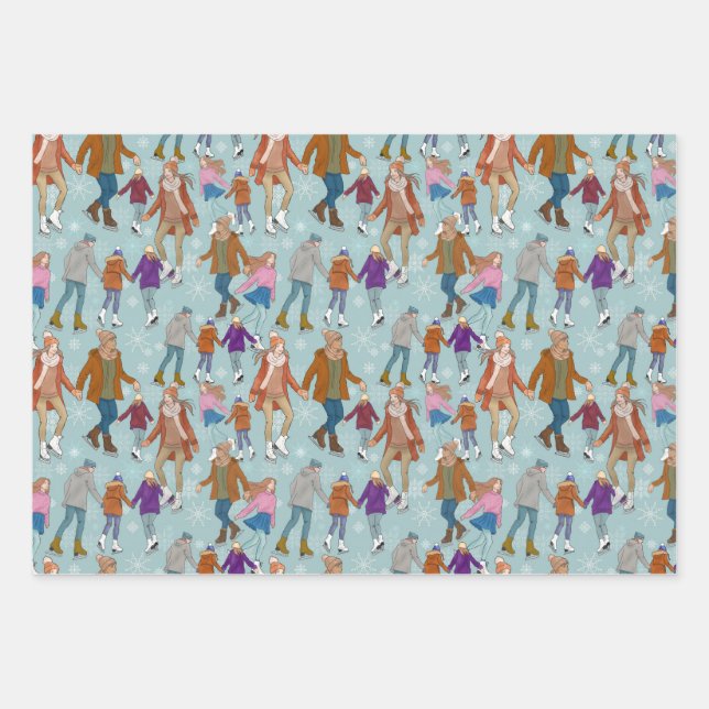Can't Wait To Ice Skate Wrapping Paper Sheet (Front)