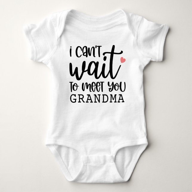 Can't Wait To Meet Grandma Pregnancy Announcement Baby Bodysuit (Front)