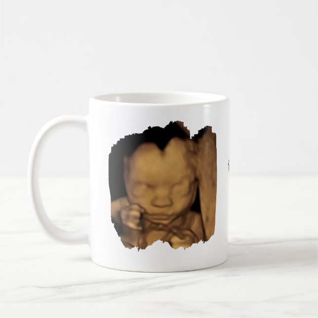 Can't Wait To Meet You Daddy Sonogram Baby Photo Coffee Mug (Left)