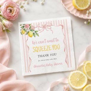 Can't Wait To Squeeze Floral Lemon Baby Shower Napkin