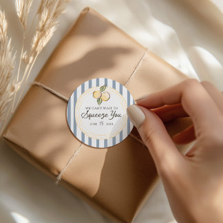 Can't Wait to Squeeze You | Citrus Baby Shower Classic Round Sticker