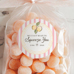 Can't Wait to Squeeze You   Citrus Baby Shower Classic Round Sticker
