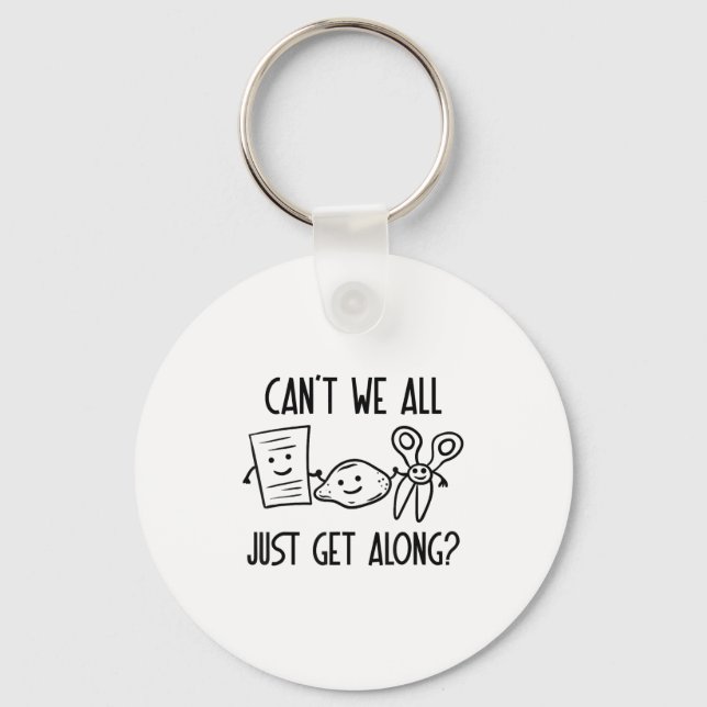 Can't We All Just Get Along Rock Paper Scissors Ga Key Ring (Front)