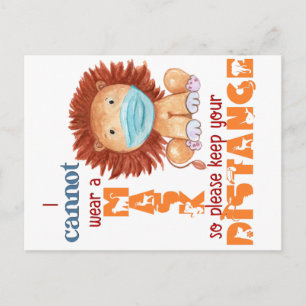 Can't Wear a Mask - Lion Postcard