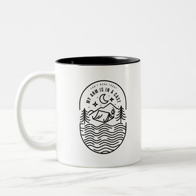 Can't Work Today My Arm Is In A Cast Two-Tone Coffee Mug (Left)