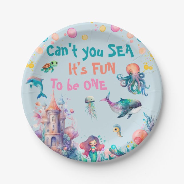Can't You Sea It's Fun To Be One  Paper Plate (Front)