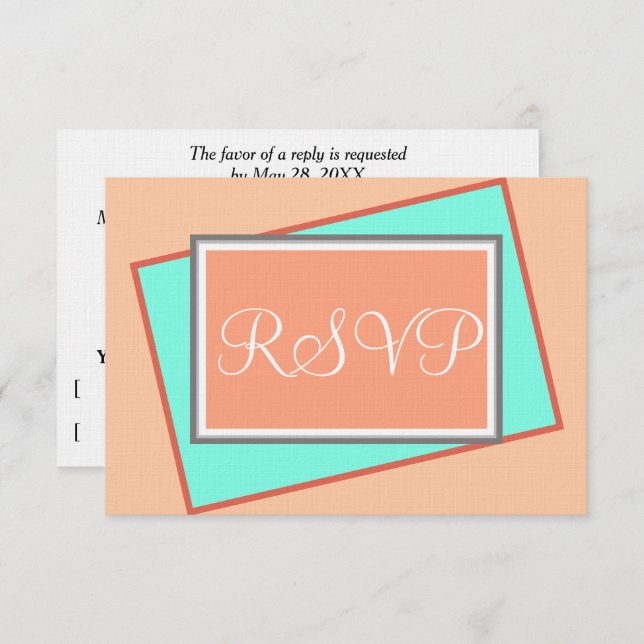 Cantaloupe Blue Geometric Layered Look RSVP (Front/Back)