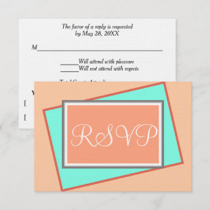 Cantaloupe Blue Geometric Layered Look RSVP Card