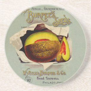 Cantaloupe Fruit Seed Advertising Vintage Coaster