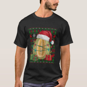 Cantaloupe Fruit Xmas Lights Ugly Santa Cantaloupe T-Shirt
