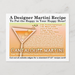CANTALOUPE MARTINI RECIPE POSTCARD