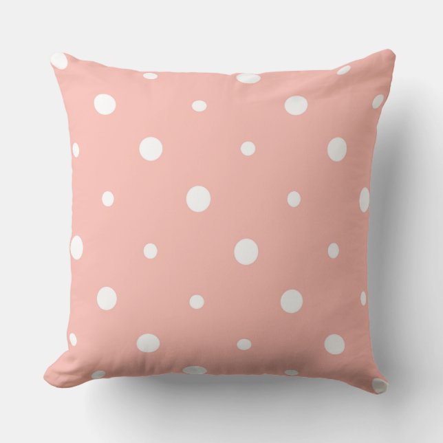 Cantaloupe Melon and white dots Cushion (Front)