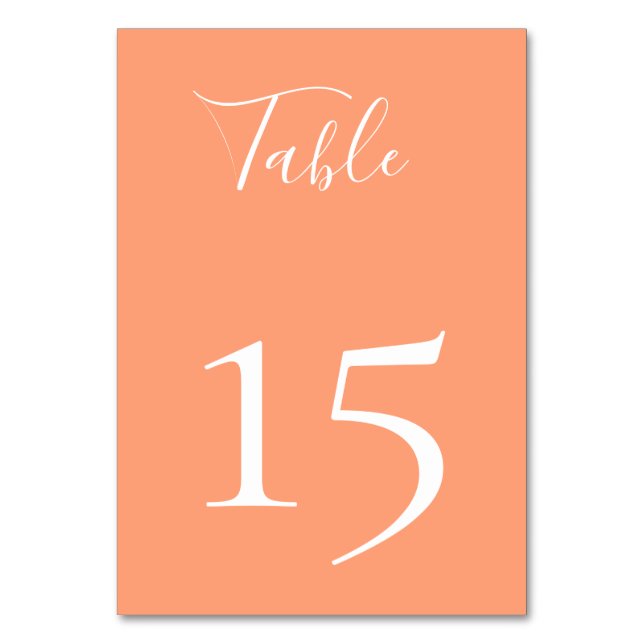Cantaloupe Peach Colour Table Number Card (Front)
