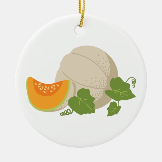 Cantaloupe Vine Ceramic Ornament (Front)