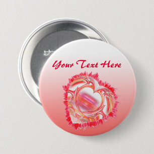 Canted Colourful Tattered Edge Heart 7.5 Cm Round Badge