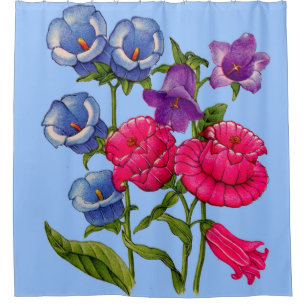 Canterbury bell flowers print shower curtain