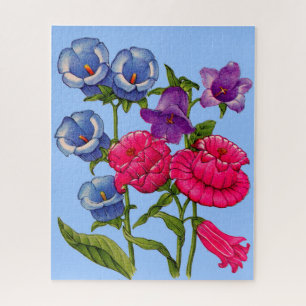 Canterbury bells in blue, red and purple jigsaw puzzle