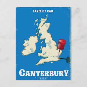 Canterbury British Isles vintage rail poster Postcard