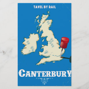 Canterbury British Isles vintage rail poster Stationery