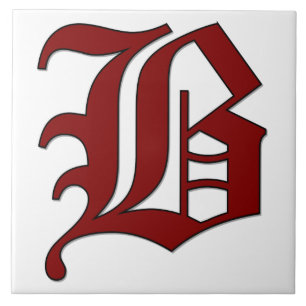 Canterbury Letter B in Red Monogram Tile