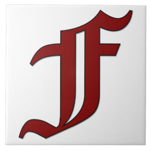 Canterbury Letter F in Red Monogram Tile