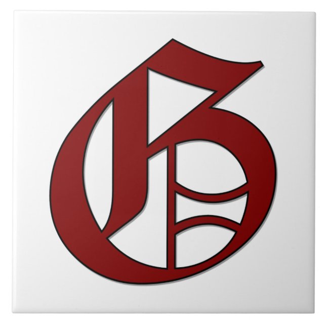 Canterbury Letter G in Red Monogram Tile (Front)