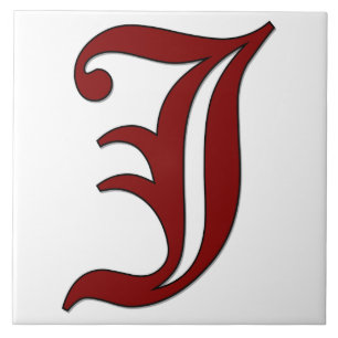 Canterbury Letter J in Red Monogram Tile