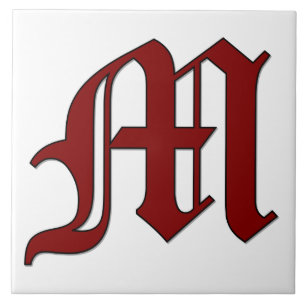 Canterbury Letter M in Red Monogram Tile
