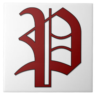 Canterbury Letter P in Red Monogram Tile